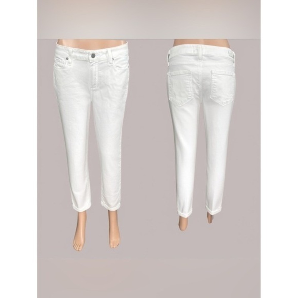Paige Kylie Crop White Mid Rise Straight Leg‎ Jeans Size 29